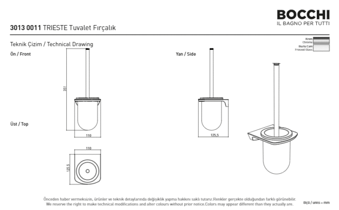 Bocchi Trieste Tuvalet Fırçalığı Krom