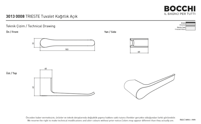 Bocchi Trieste Tuvalet Kağıtlığı - Açık Krom - 3013-0008 - Tuvalet Kağıtlık - 2