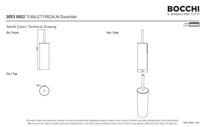 Bocchi Tuvalet Fırçalık Duvardan Tuvalet Fırçalığı Duvardan Krom - 3053-0002 - Klozet Temizleme Fırçası - 2