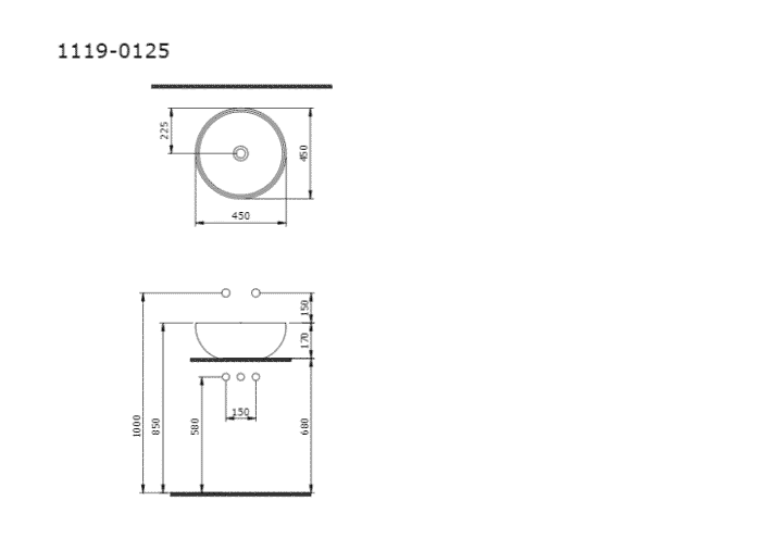 Bocchi Venezia Çanak Lavabo 45 cm Parlak Beyaz