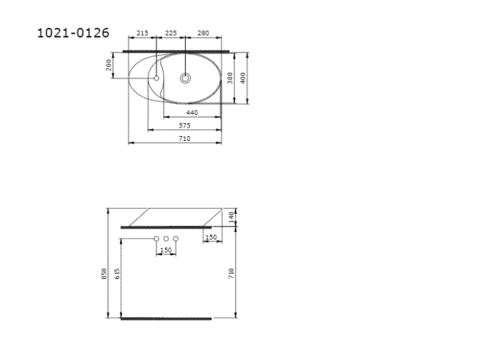 Bocchi Vessel Çanak Lavabo 72 cm Parlak Beyaz