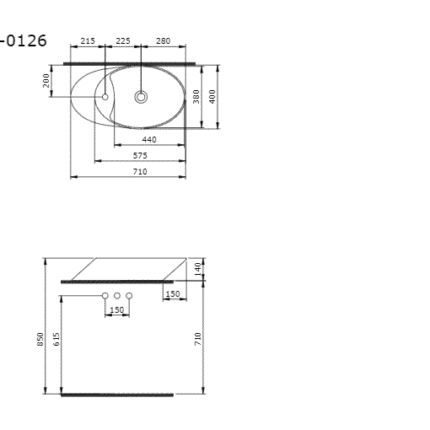 Bocchi Vessel Çanak Lavabo 72 cm Parlak Beyaz - 1013-001-0125 - Çanak Lavabo - 1