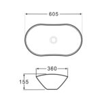 Lena E-2113M5 Tezgah Üstü Porselen Lavabo