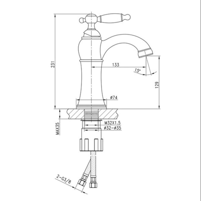 Fontana FM-1412 Altın Lavabo Bataryası