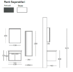 Bagnora MARE 65 cm Banyo Dolabı - Beyaz/Antrasit (Boy Dolaplı)