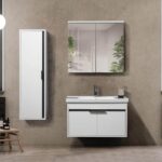 Bagnora MARE 80 cm Banyo Dolabı - Beyaz/Antrasit (Boy Dolaplı)