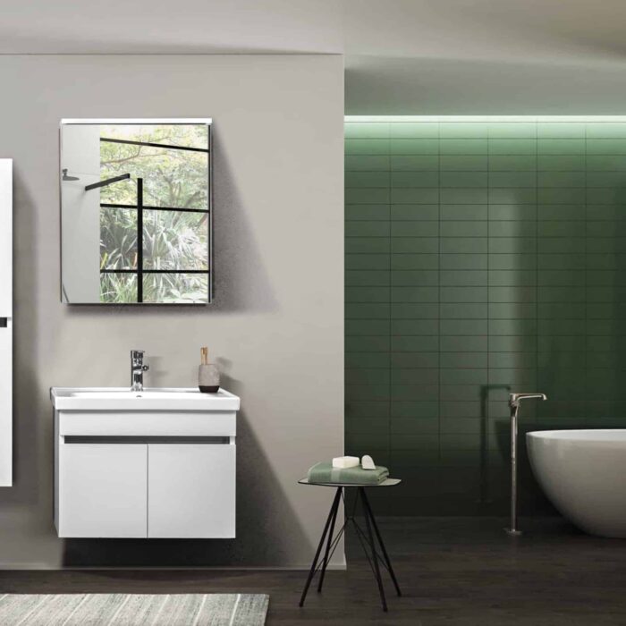 Bagnora PERGE 65 cm Banyo Dolabı - Beyaz/Antrasit (Boy Dolaplı)