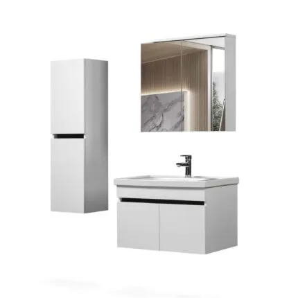 Bagnora PERGE 80 cm Banyo Dolabı - Beyaz/Antrasit (Boy Dolaplı)