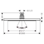 Hansgrohe Croma Tepe Duşu 280 1 jet, Ecosmart, 9 lt/dk