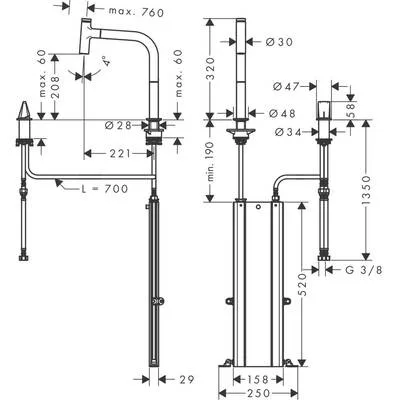 hansgrohe metris select m71 eviye bataryasi krom 73822000 standart mutfak bataryasi hansgrohe 196672 36 O