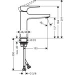 Hansgrohe Metropol Tek Kollu Lavabo Bataryası 110 Çubuk Volan ve Bas-Aç Gider Seti - 32507000 - Lavabo Bataryası - 2
