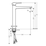 Hansgrohe Metropol Tek Kollu Lavabo Bataryası 260 Çubuk Volan, Bas- Aç Gider Seti - 32512000 - Lavabo Bataryası - 3