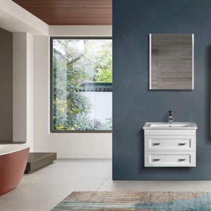 Bagnora Çeşme 65 cm Beyaz Banyo Dolabı (Boy Dolapsız)