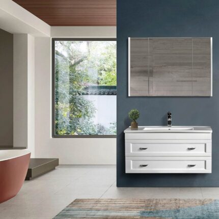 Bagnora Çeşme 85 cm Beyaz Banyo Dolabı (Boy Dolapsız)