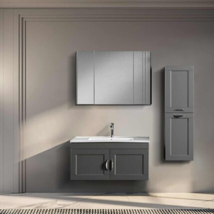 Bagnora Alaçatı 100 cm Antrasit Banyo Dolabı (Boy Dolapsız)