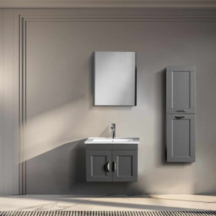 Bagnora Alaçatı 65 cm Antrasit Banyo Dolabı (Boy Dolapsız)