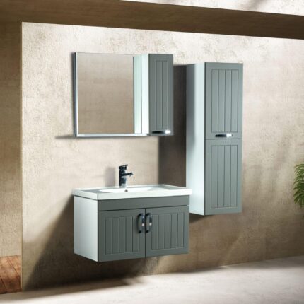 Bagnora Alya 80 cm Antrasit Banyo Dolabı (Boy Dolapsız)