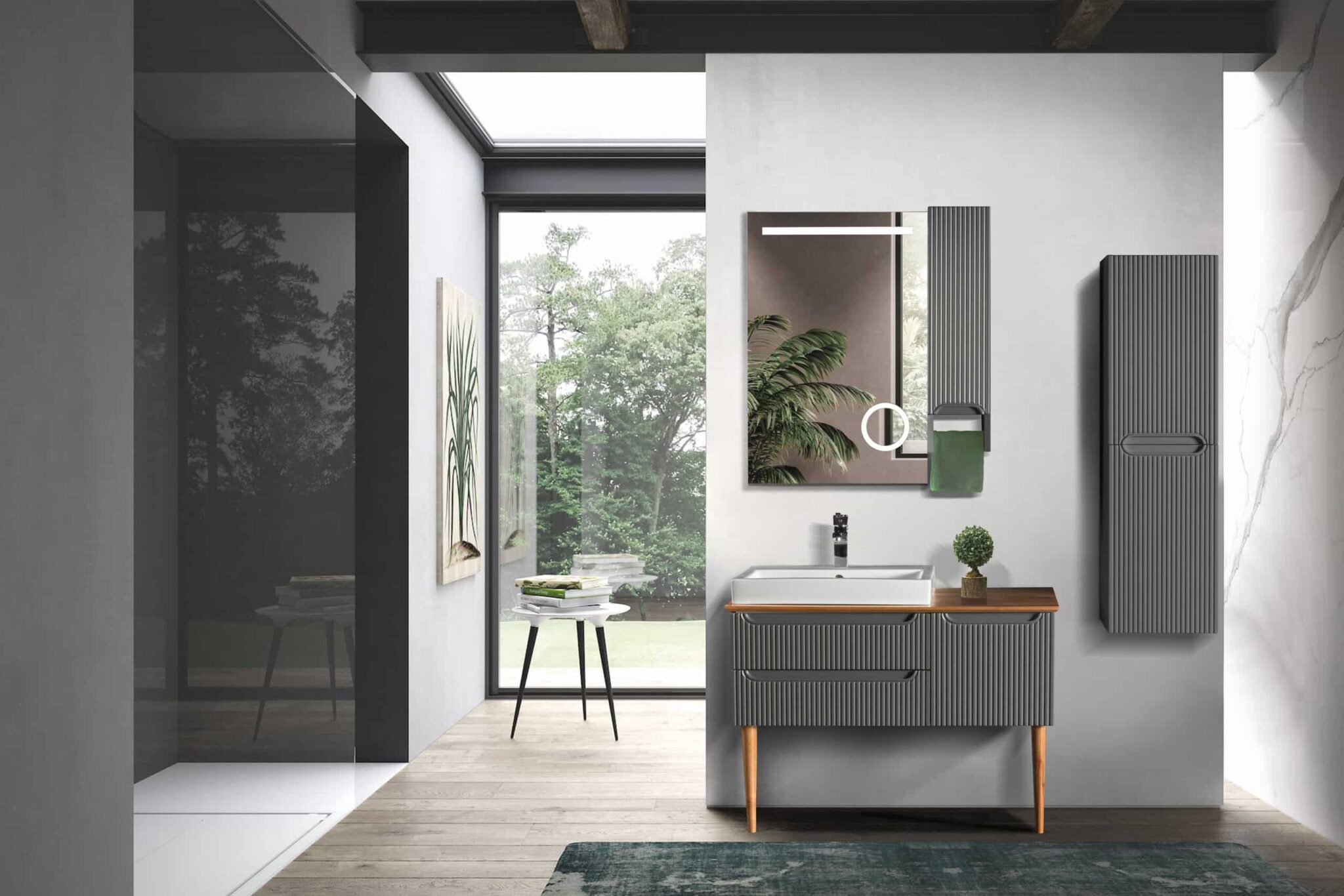 Bagnora Artemis 100 cm Antrasit/Ahşap Banyo Dolabı (Boy Dolapsız) Bagnora Artemis 100 cm Antrasit/Ahşap Banyo Dolabı (Boy Dolapsız)