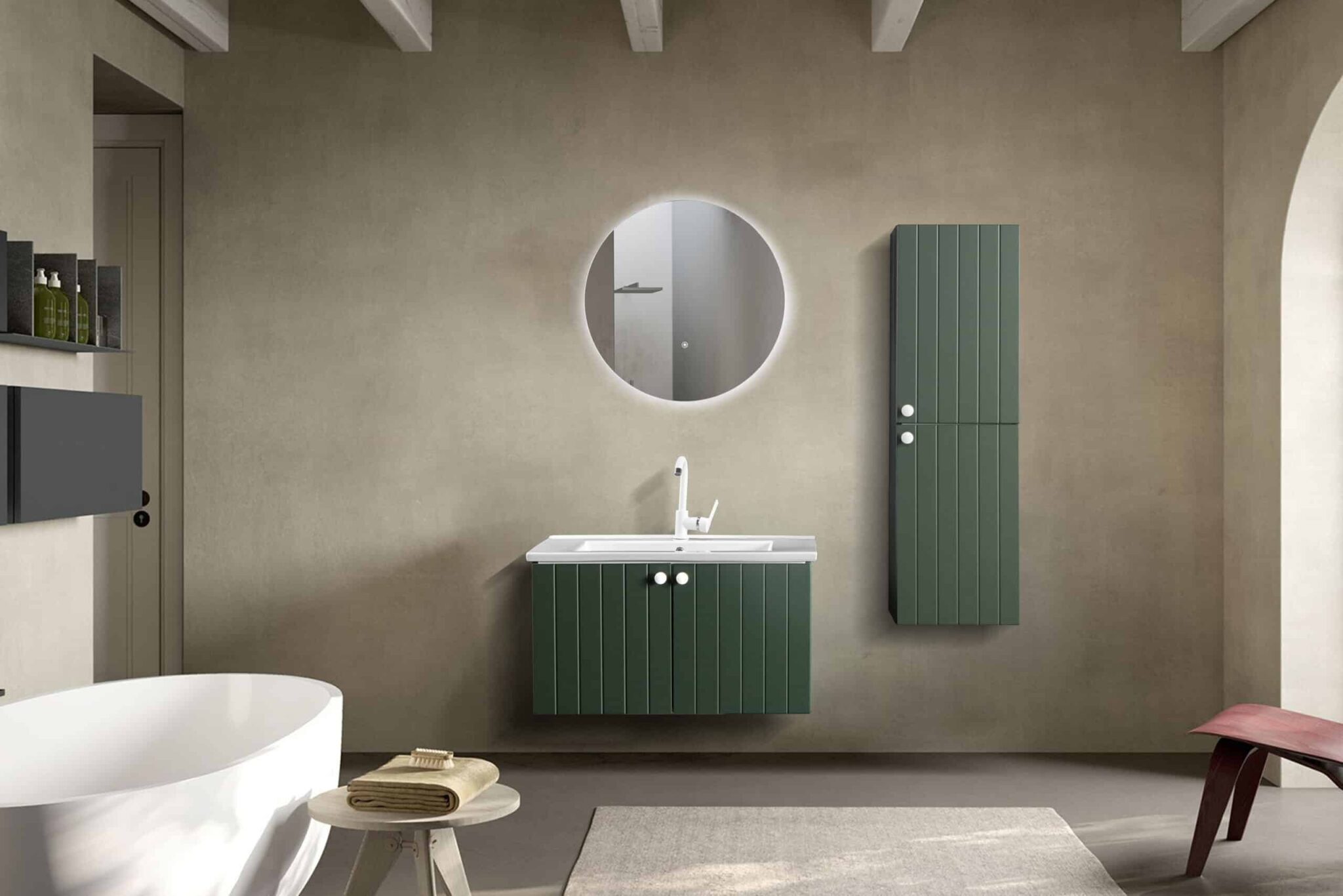 Bagnora D-Line 85 cm Yeşil Banyo Dolabı (Boy Dolapsız) Bagnora D-Line 85 cm Yeşil Banyo Dolabı (Boy Dolapsız)
