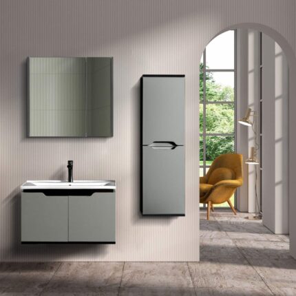 Bagnora Frame 80 cm Antrasit Banyo Dolabı (Boy Dolapsız)