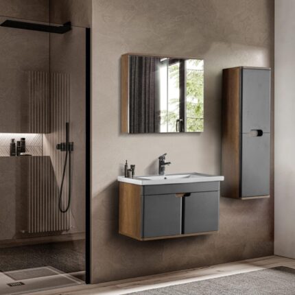 Bagnora Hera 80 cm Gri Banyo Dolabı (Boy Dolapsız)