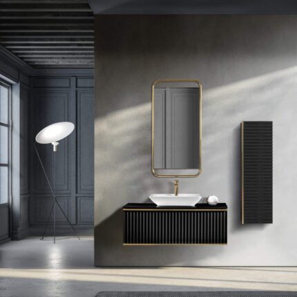 Bagnora Odin 120 cm Siyah/Gold Banyo Dolabı (Boy Dolapsız)