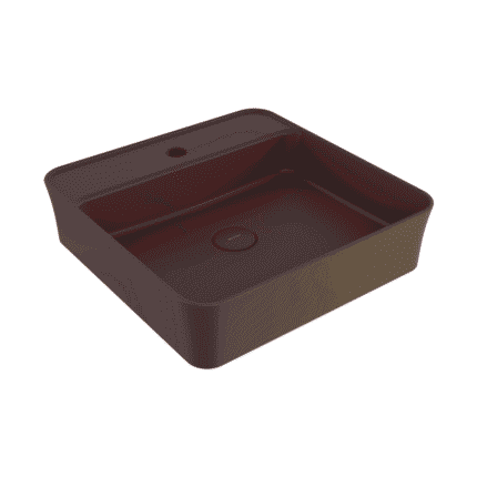 Bocchi Sottile Slim Line Tezgah Üstü Lavabo 45x45 cm Mat Kahve