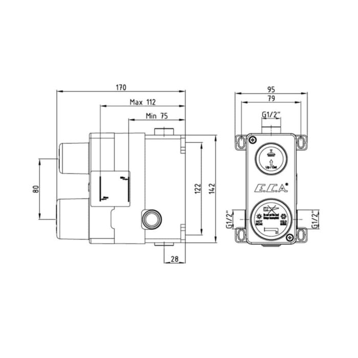 ECA Altın Çift Yollu Ankastre Duş Bataryası Sıva Altı Grubu - 102866201 - Ankastre Sıva Altı Grubu - 1