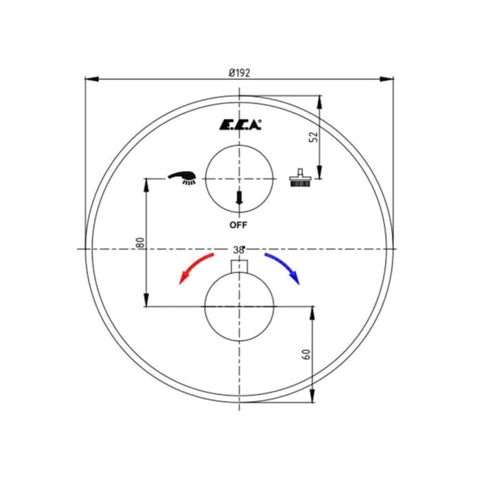 ECA Çift Yollu Oval Rozetli Termostatik Ankastre Duş Bataryası - 102167215-YDE - Ankastre Duş Bataryası - 1