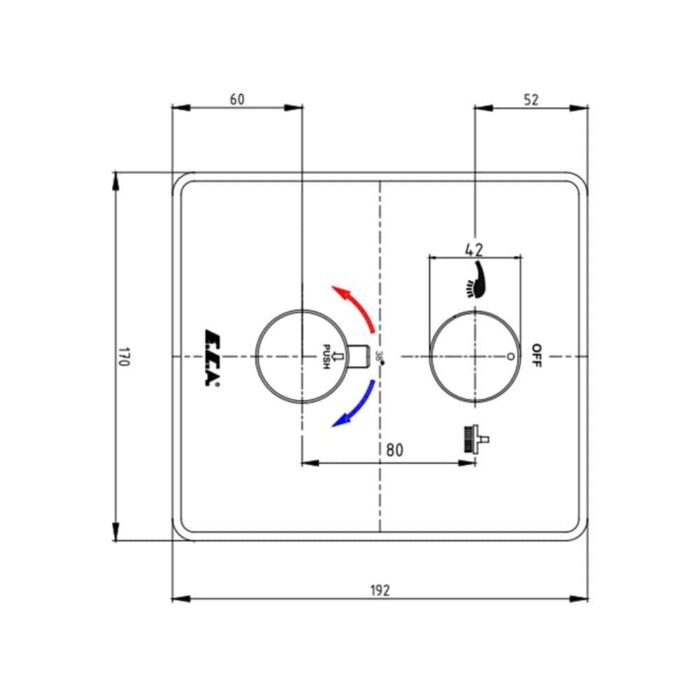 ECA Çift Yollu Oval Rozetli Termostatik Ankastre Duş Bataryası - 102167215-YDE - Ankastre Duş Bataryası - 2