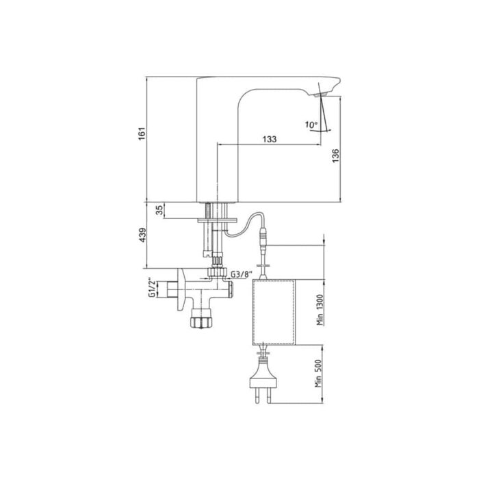 ECA Compact Fotoselli Lavabo Musluğu, Elektrikli - 108108043 - Fotoselli Lavabo Bataryası - 1