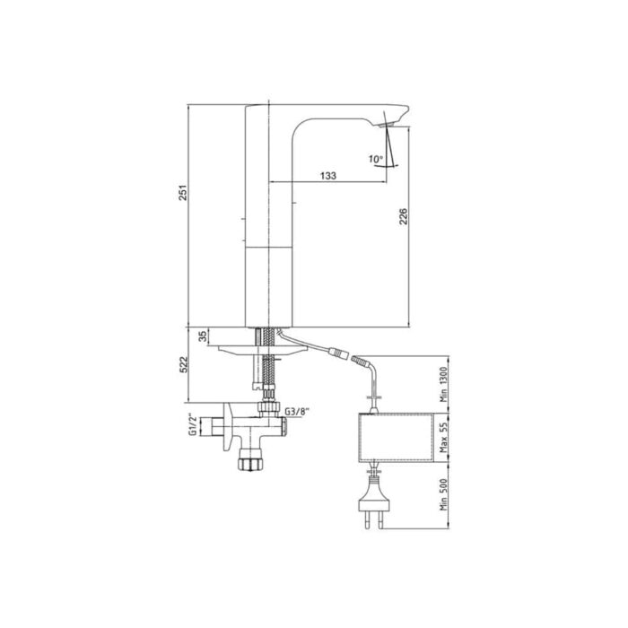 ECA Compact Fotoselli Orta Boy Lavabo Bataryası, Elektrikli