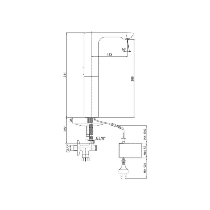 ECA Compact Fotoselli Yüksek Tip Lavabo Bataryası, Elektrikli - 108108045 - Fotoselli Çanak Lavabo Bataryası - 1