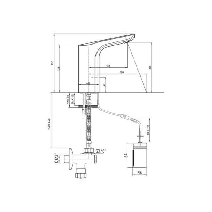 ECA Luna Fotoselli Lavabo Musluğu, Pilli - 108108055 - Fotoselli Lavabo Bataryası - 1