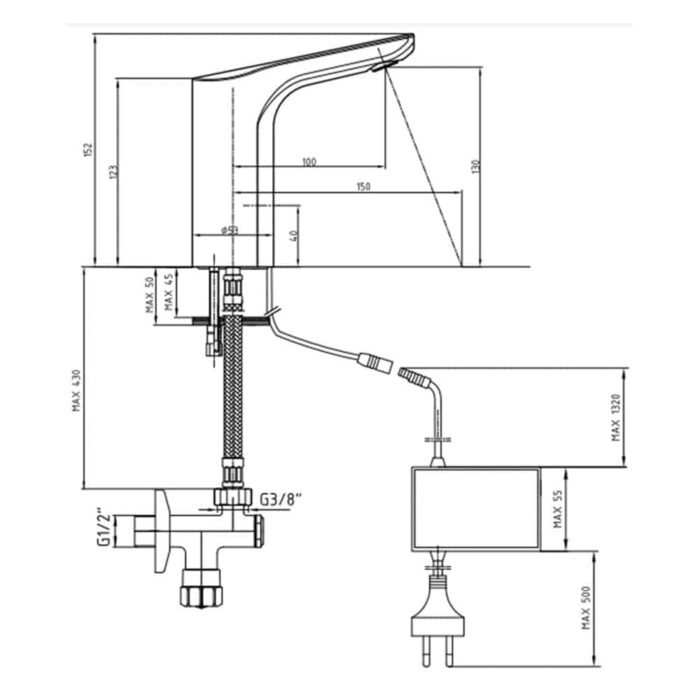 ECA Luna Pilli Ve Elektikli Fotoselli Lavabo Bataryası - 108108060 - Fotoselli Lavabo Bataryası - 1