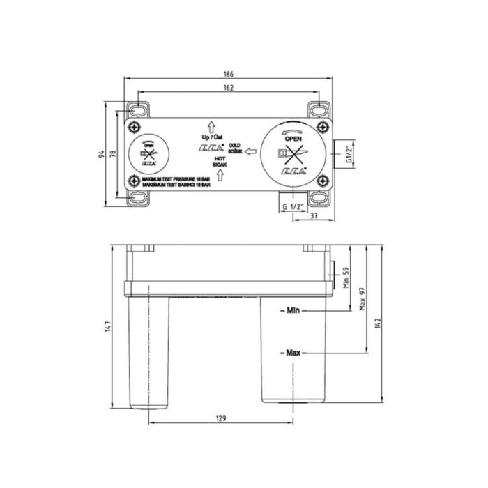 ECA Mat Siyah Ankastre Lavabo Bataryası Sıva Altı Grubu - 102166601C1 - Ankastre Sıva Altı Grubu - 1