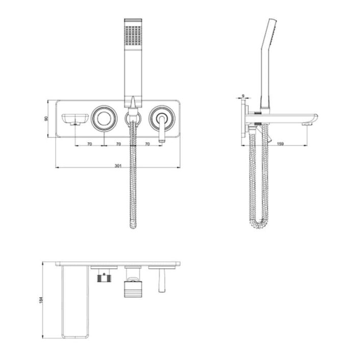 ECA Novita Üç Yollu Ankastre Banyo Bataryası - 102167314H-K - Ankastre Banyo Bataryası - 1