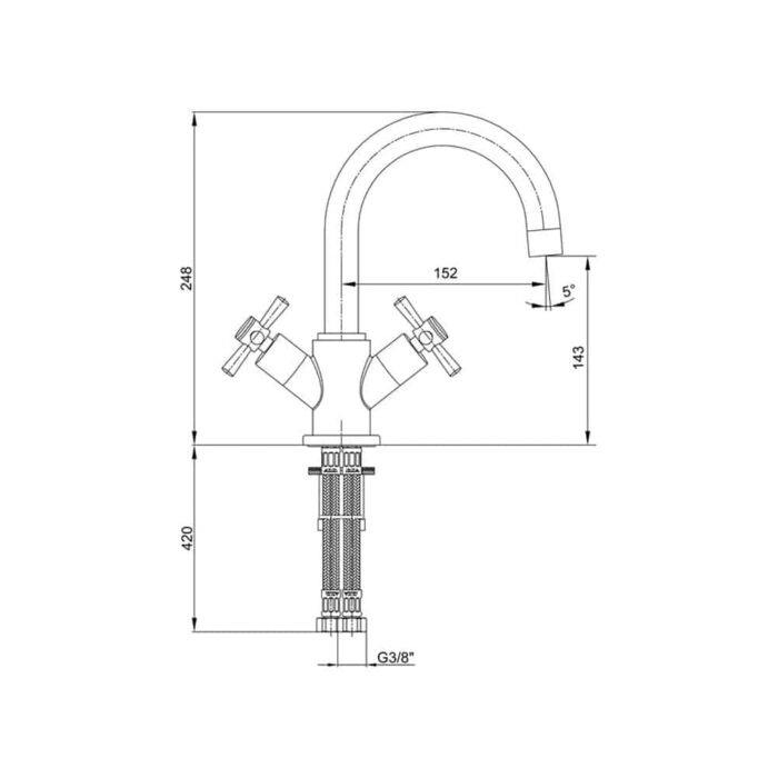 ECA Quadrille Lavabo Bataryası, Altın - 102808396 - Lavabo Bataryası - 1