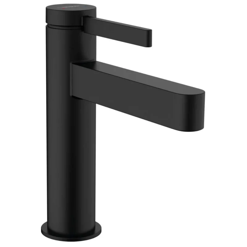 Hansgrohe Finoris Lavabo Bataryası 110 Bas-Aç gider seti ile Satin Siyah - 76023670 - Lavabo Bataryaları