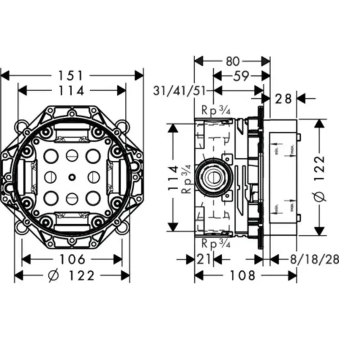 Hansgrohe İbox Ankastre Banyo İç Set - 1800180 - Ankastre Sıva Altı Grubu - 1