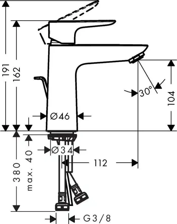Hansgrohe Talis E Lavabo Bataryası 110 Mat Bronz - 71710140 - Hansgrohe Kampanyalı Ürünler, Lavabo Bataryaları - 1