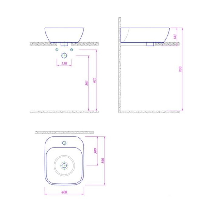 Kale Babel 40 cm Beyaz Tezgah Üstü Lavabo