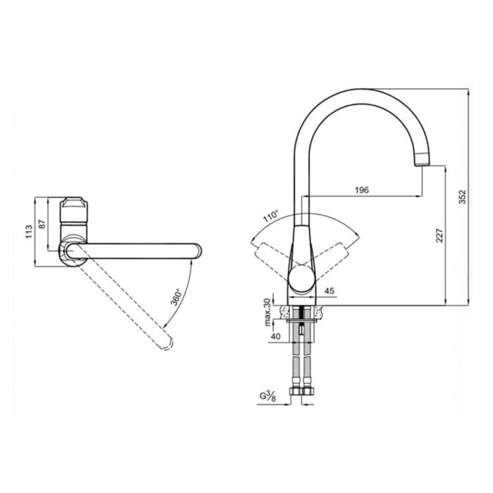 Kale Mare Döner Borulu Mutfak Bataryası - 410200502500 - Mutfak Eviye Bataryası - 1