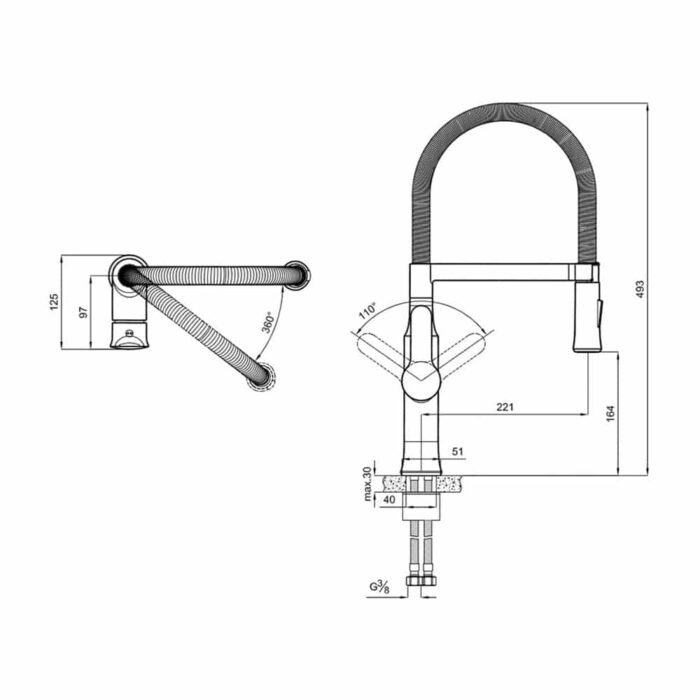 Kale Professional Spiralli Mutfak Bataryası - 410200500189 - Spiralli Mutfak Eviye Bataryası - 1