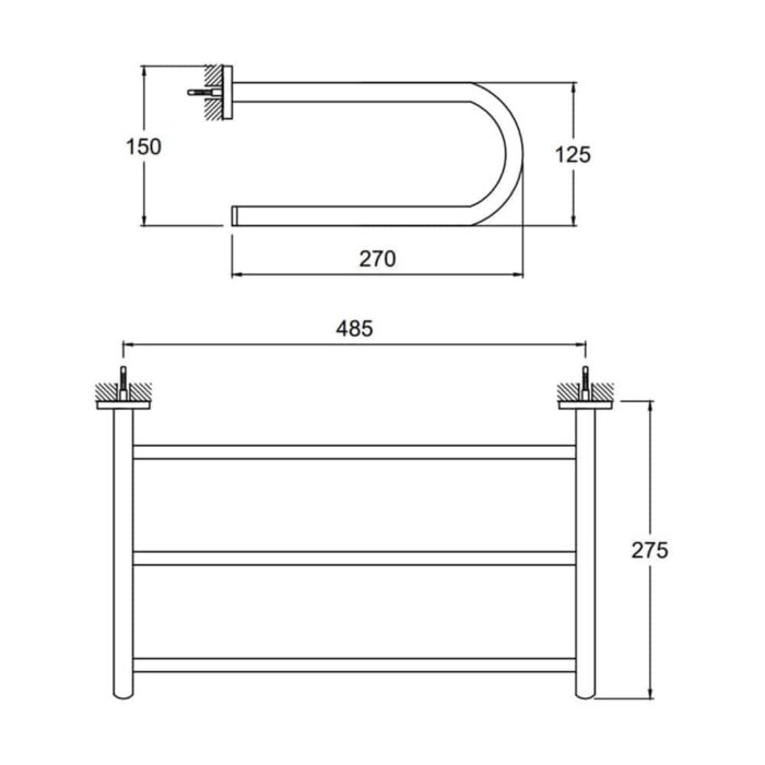 Kale Public 54 cm Krom Oval Raflı Havluluk