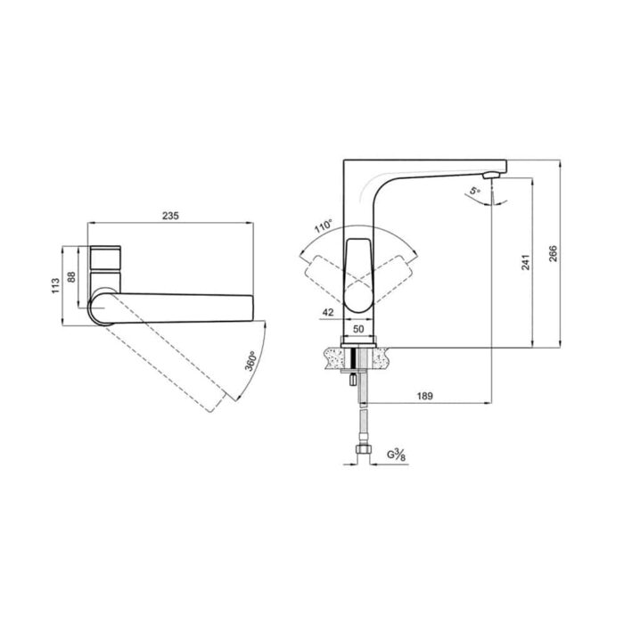 Kale Sempre Döner Borulu Mutfak Bataryası - 410200502537 - Mutfak Eviye Bataryası - 1
