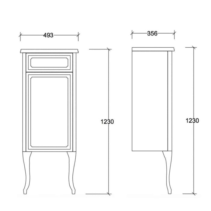 Kale Victorian 50 cm Antrasit Sağ Boy Dolabı