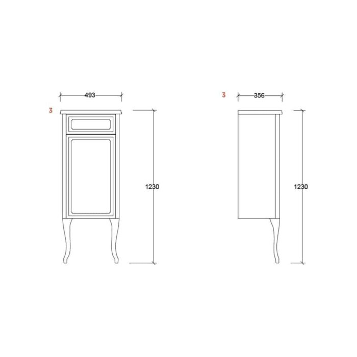 Kale Victorian 50 cm Antrasit Sol Boy Dolabı - 310300100122 - Boy Dolaplar - 2