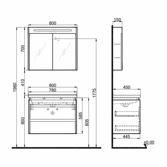 kalekale idea 2.0 80 cm parlak antrasi ae8285