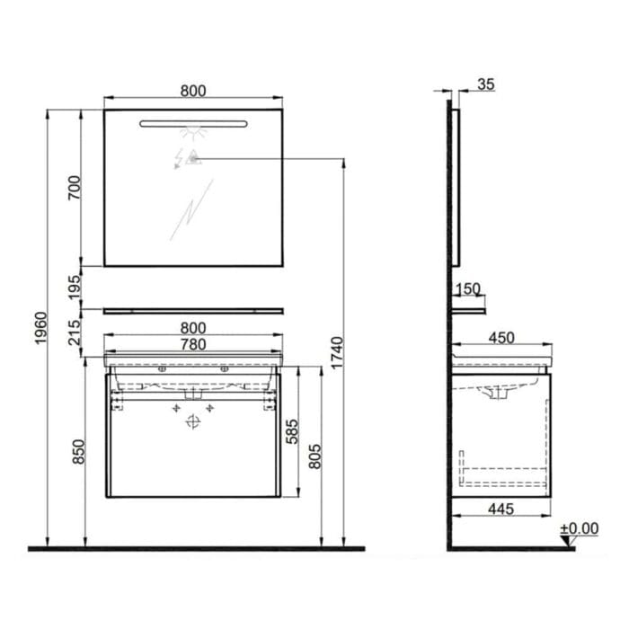 kalekale idea 2.0 80 cm tek cekmeceli f90 4a